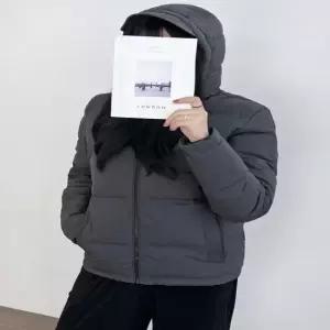 셀럽하우스 여성 차콜 겨울 다운점퍼 오리털 지퍼 후드 패딩점퍼