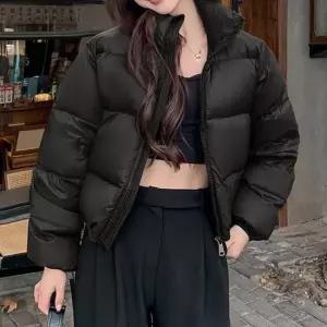 셀럽하우스 여성 2컬러 크롭 하이넥 숏 패딩점퍼 오버핏 유광패딩