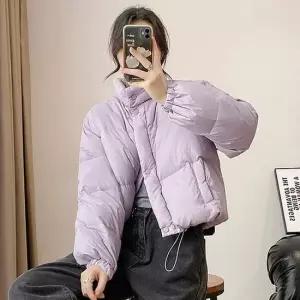 셀럽하우스 루즈핏 바이올렛 경량 아우터 크롭 숏 패딩