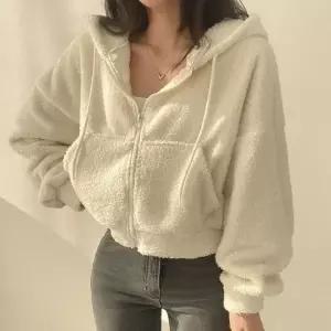셀럽하우스 아우터 집업 포근한 후드 숏 뽀글이 크롭 점퍼 여성
