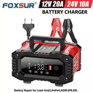 12V 24V FOXSUR FPT200 자동차 배터리 충전기 오토바이 트럭 수리용 납축 AGM LiFePo4 EFB GEL WET