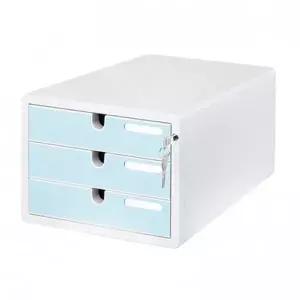 [셀러에이드]카파맥스 칼라 서류함 3단 민트 잠금장치 부착 17654 / 299x359x214mm