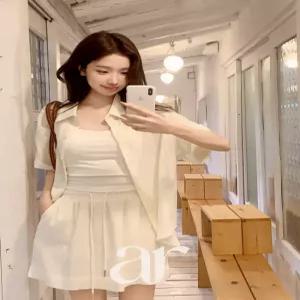 (셔츠치마/세트템/올밴딩/바지안감) 롤업 반팔셔츠 올밴딩 치마바지 오피스룩 st3111