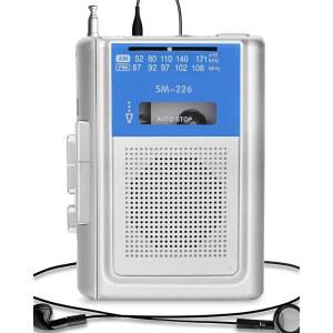 세미에 휴대용 카세트 플레이어 레코더 대형 스피커와 헤드폰이 장착된 소형 AM FM 빈티지 테이프 플레이어 내장 마이크 DC 또는 AA 배터리로 구동됨