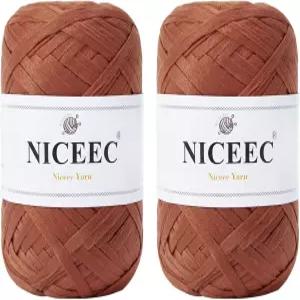 NICEEC 2 세인 연질 테이프 실 공예 종이 DIY 선물 포장용 리본 총 길이 1.76온스×2/109야드×2-카라멜