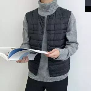[하프클럽/셀럽하우스]남자 패딩 조끼 이너 베스트 투웨이 넥라인 누빔 점퍼