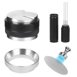 58mm 에스프레소 툴 u2013 커피 디스트리뷰터 및 탬퍼 레벨러, WDT 툴, 자기 투여 깔때기 및 퍽 스크린 리무버, 에스프레소 액세서리 키트, 58mm 포터필터 및 에스프레소 머신에 적합