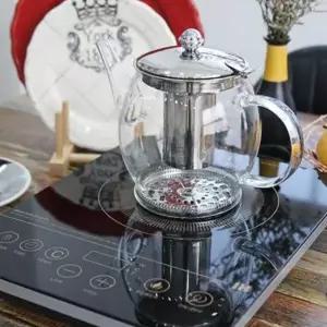 스텐 거름망 인덕션 사용 가능 내열 유리 티포트 1.5L