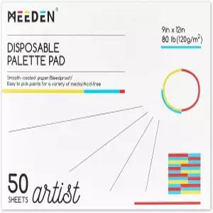 미든 아티스트 팔레트 종이 패드 9 x12 50매 80파운드/120gsm 페인트 - 아크릴 수채화 유화용 일회용 혼합