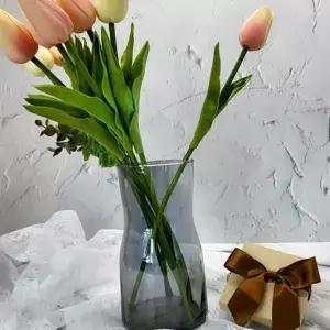 소품 꽃병 오브제 그레이 유리화병 오로라 인테리어