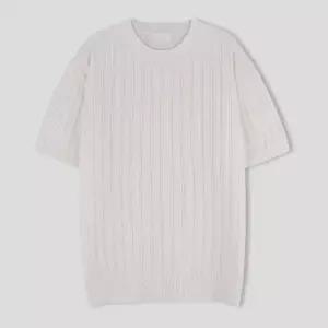 [리빌모아]남자 여름 더블린 골지 라운드 반팔 니트 SG KNH Q007 아이보리_P429980951