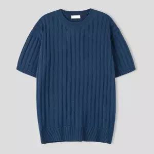[리빌모아]남자 여름 더블린 골지 라운드 반팔 니트티 SG KNH Q007 블루_P429980945