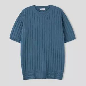 [리빌모아]남자 여름 더블린 골지 라운드 반팔 니트티 SG KNH Q007 소라_P429980949