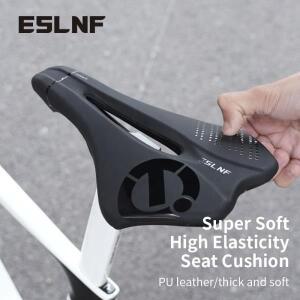 ESLNF 자전거 안장 PU 편안한 산악 도로 미끄럼 방지 충격 흡수 중공 통기성 쿠션 부품