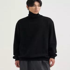 드로우핏 터틀넥 풀오버 니트 티셔츠 BLACK