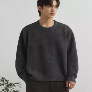 드로우핏 와플 텍스쳐 라운드 풀오버 니트 CHARCOAL