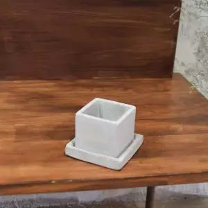 미니 정사각 화분 받침 세트 6x6x6cm 시멘트 소재 테이블소품
