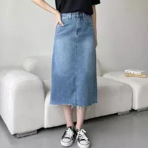 데님 밴딩 데일리 청치마 캐주얼 스커트 블루 블랙