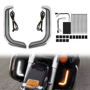 바이크 오토바이 LED 러닝 램프 페어링 하부 그릴 회전 신호등 Harley Touring Street Electra Glide Road