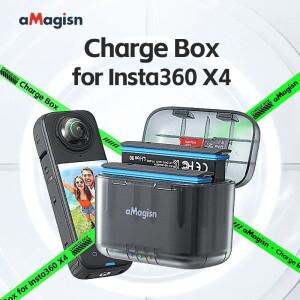 AMagisn 듀얼 충전기 배터리 보관함 Insta360 X4 카메라 액세서리 케이스