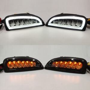 1쌍 DRL for Porsche Cayenne I 957 9PA 2006 LED 턴 시그널 포지션 라이트 주간 러닝 안개등