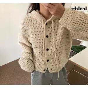 [위시드]후드넥 데일리 버튼업 와플 가디건 (WIADCD049)