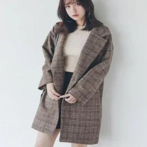 모직자켓 여자겨울의류 모직 체크 루즈핏 캐주얼정장 자켓