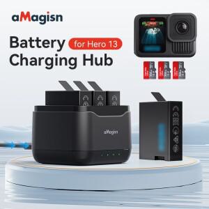 GoPro Hero 13 Black용 aMagisn 배터리 충전기 3채널 허브는 기존 완벽하게 호환됩니다.