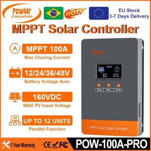 PowMr MPPT 100A 태양열 충전 컨트롤러 12V 24V 36V 48V 전지 최대 160V 패널 지능형 레귤레이터 병렬 단위
