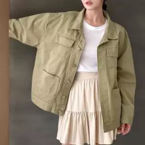 여성용 카라넥 코튼 워크 자켓 가을용 포켓 아우터