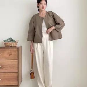 여성용 싱글버튼 7부 벌룬 빅사이즈 박시 가을 재킷