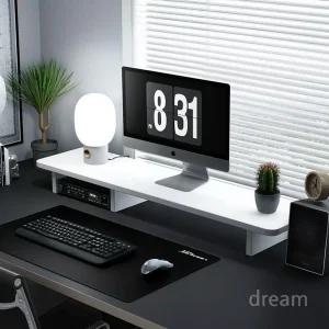 듀얼 모니터받침대 선반 모니터 스탠드 2단 듀얼모니터 원목