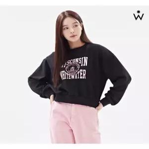 [위시드]레터링 포인트 크롭 슬림핏 맨투맨(WIACTS034)