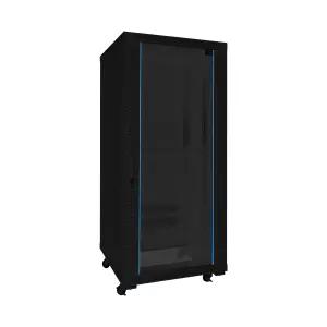 마하링크 ML-H1200B 25U H1200 D600 W600 슬림너트 강화유리 허브랙 통신랙 블랙