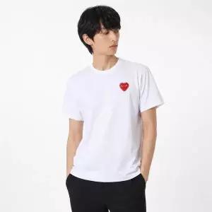 [꼼데가르송] 레드 하트 라인스톤 반팔 티셔츠 157550129