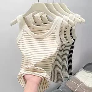 여성 데일리 면 스판 단가라 나시 민소매 티셔츠