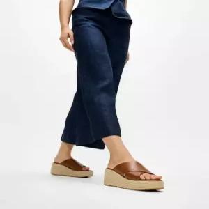 fitflop 여성 플랫폼 에스파드류 레더 웨지 크로스 슬라이드 - 딥 탄 FT64K2D23C