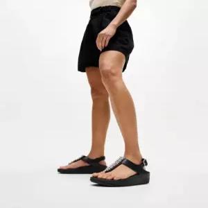 fitflop 여성 피노 펄스 앤 크리스탈 B-스트랩 토-포스트 샌들 - 블랙 FT64K2S045