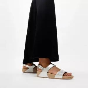 fitflop 여성 루루 크리스탈 장식 백 스트랩 샌들 - 스틸드 실버 FT64K2S102