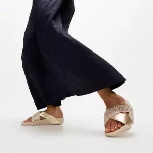 fitflop 여성 루루 크리스탈 믹스 메탈릭 크로스 슬라이드 - 플라티노 FT64K2D109
