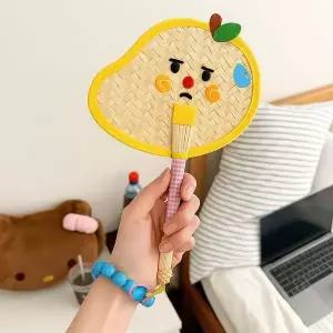 [하프클럽/]PL 멀티 부채 귀여운 표정 야생초 부채(망고) No10