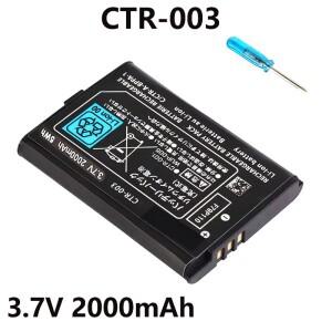 2000mAh 3.7V CTR-003 충전식 리튬 이온 배터리 + 드라이버가 포함된 Nintendo 3DS용 수리 도구 키트 팩