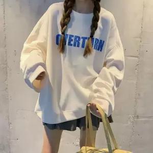 기모맨투맨티 예쁜컬러 레터링 오버핏 기모 여자 맨투맨 캐주얼티