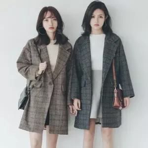 루즈핏 모직 체크 자켓 2컬러 여성겨울아우터