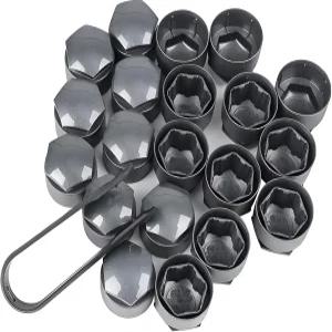 러그 너트 아우디 A1 A3 A4 A5 A6 A7 A8 Q2 Q5 S5 TT 24PCS+ 분해 도구용 휠 센터 캡 커버(그레이)