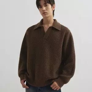 [매장정품] 드로우핏 오버핏 피케 와플 니트 [BROWN] 2759498