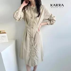 [카라]KARRA 바스락핀턱버튼원피스_KB3SOP059Q
