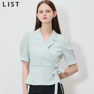 [리스트(LIST)] 페미닌 벌룬 슬리브 랩 블라우스 (택가격: 178000원)