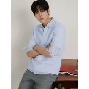 [매장정품] 빈폴 26SS 레이어드넥 텍스처 반소매 티셔츠 - 스 블루(BC6342C36Q) BC6342C36Q
