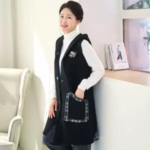 [로즈맘][엄마옷 로즈맘] 드림체크후드롱조끼